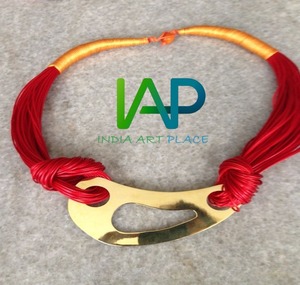 Collar de cordón de cera con colgante de latón más vendido, el mejor regalo de fiesta para niñas, Gargantilla, collar, bordado de diseñador para mujer - Product Image 4