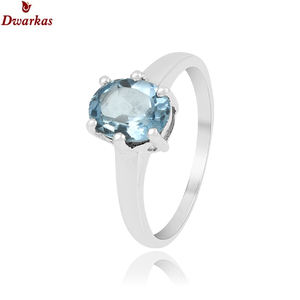 Anillo de Topacio Azul de estilo clásico de Plata de Ley 925, joyería fina con diseño único para Aniversario de compromiso de boda o fiesta - Product Image 2