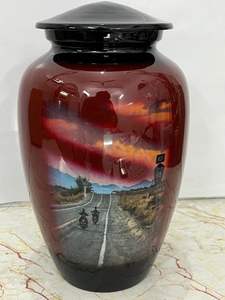 Urnes funéraires bon marché en aluminium imprimé Highway NH pour cendres humaines fournitures funéraires commémoratives urne en métal en laiton - Product Image 6