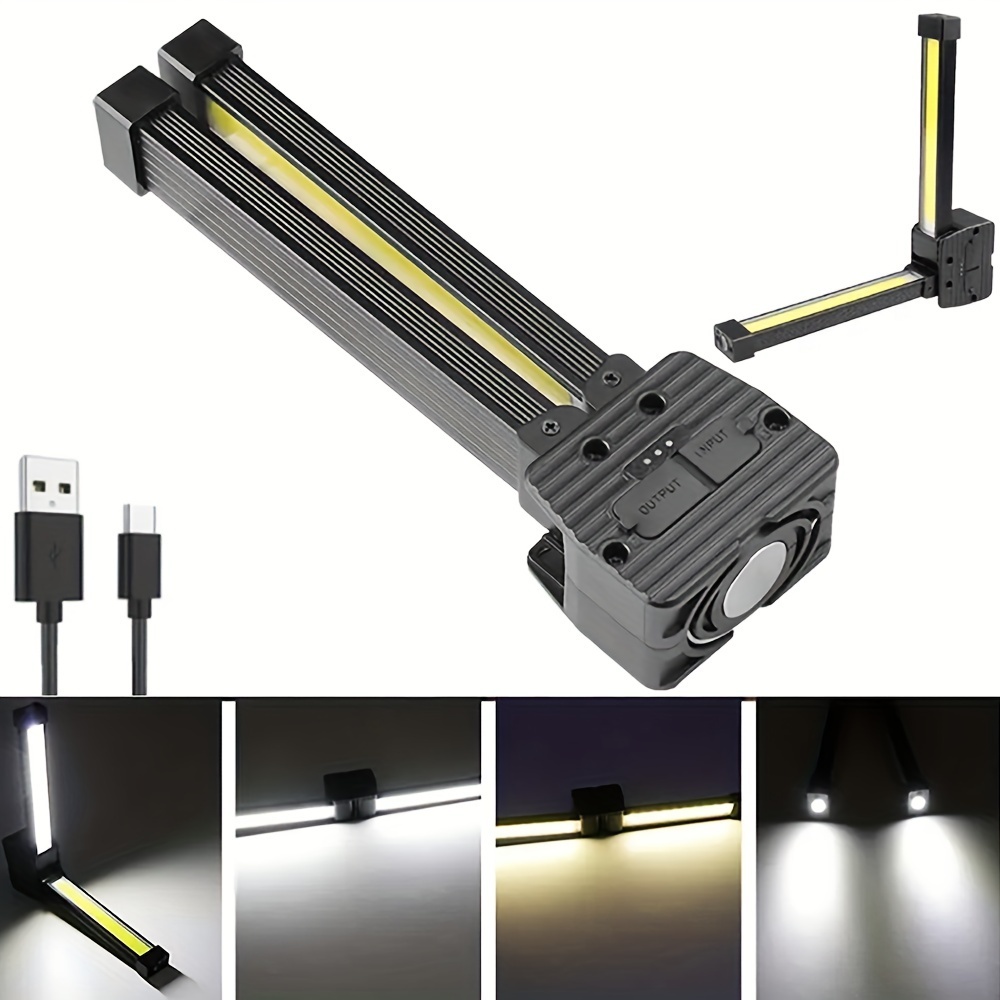 COB XPE LED Folding Work Light Handheld Rechargeable Magnetic Hook ABS Lamp Body for Outdoor Car Repair Emergency Inspection