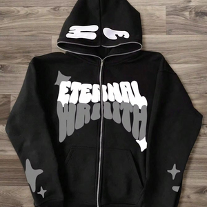 Vente en gros de sweat à capuche zippé taille plus pour hommes personnalisé 100% coton pull brodé imprimé logo designer motif OEM sweat à capuche thermique - Product Image 1