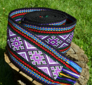 Handcrafted Multicolor Folk Sash <b>Wide</b> Woven <b>Belt</b> Ethnic Ukrainian Hutsul Cossack Waistband Unisex Traditional Slavic Style - Product Image 5