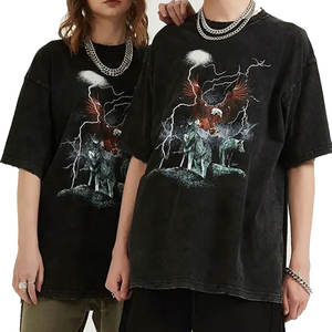 Personalizado al por mayor camisetas de calle transpirable Hip Hop DTG impresión Vintage cuello redondo ácido lavado camiseta hombres - Product Image 1