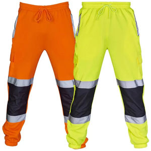 Pantalones de trabajo de seguridad de alta visibilidad para hombre, pantalones reflectantes, cintura elástica, bolsillos con cordón, pantalones de trabajo informales de alta visibilidad - Product Image 3