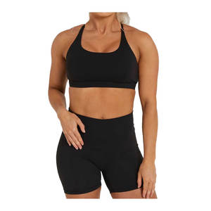 Haute qualité coton sans couture sport soutien-gorge et short ensemble femmes vêtements de sport Fitness Yoga tenue deux pièces vêtements de sport - Product Image 1