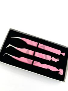 Diseño de recorte de conejo y muñeca de diamante en polvo rosa claro de alta calidad con diferentes estilos pinzas de extensión de pestañas herramienta de belleza - Product Image 3