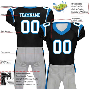 Conjunto de uniforme de fútbol americano de alta calidad, poliéster hecho con cuello en V, ropa deportiva de media manga, traje de uniforme de fútbol americano para adultos - Product Image 2
