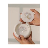 Sous-verres ronds en marbre indien poli avec incrustation naturelle de nacre, blanc naturel, pour usage hôtelier