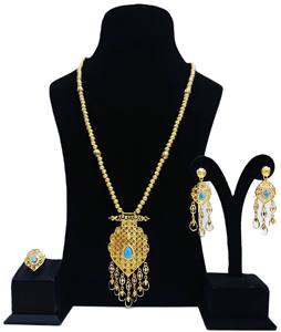 Dubai 24KT Chapado en oro Conjunto de joyas para mujer 4GRM Nuevo diseño clásico con anillo de Pendiente de oro de compromiso de aniversario de boda - Product Image 1