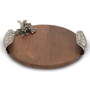 Bandeja rectangular de madera de mango con asas doradas en forma de rama, bandeja decorativa de madera, bandeja rústica para mesa de centro, bandeja de madera para servir aperitivos - Product Image 1