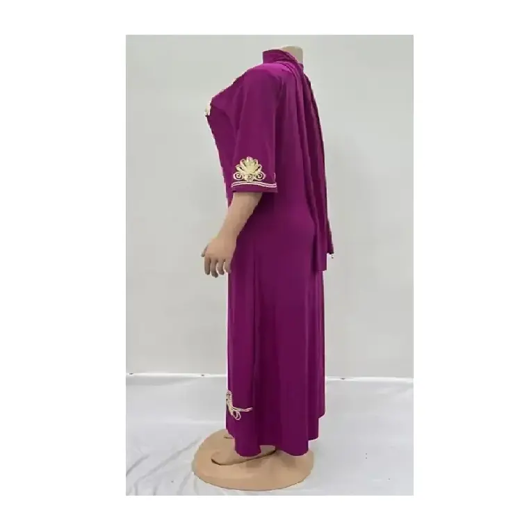 Top Sequined Simple Tribal Purple Dress Maxi Standard Print Natural Waistline O-Neck Modest Casual Dresses