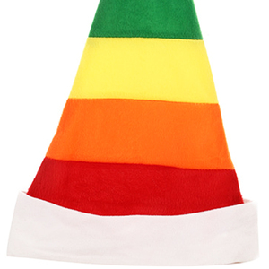 Sombrero de Navidad con Decoración de Rayas Coloridas, Gorro de Navidad para Niños, Decoración de Arcoíris, Gorro de Navidad de Felpa, Suministros de Decoración para Fiestas - Product Image 6