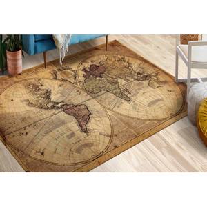 Tapis imprimé avec une carte du monde vintage, doux, grand, antidérapant, marron, tapis en velours - Product Image 3