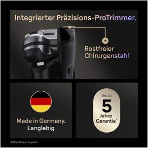 Rasoir électrique rechargeable pour hommes, 6 lames ultra-fines, précision, utilisation humide et sèche, batterie 60 min, noir, étanche IPX7, pour le visage - Product Image 5