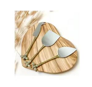 Juego de 3 Cuchillos para Queso de Acero Inoxidable Hechos a Mano con Mango de Ágata para Servir Queso y Desayuno - Product Image 5