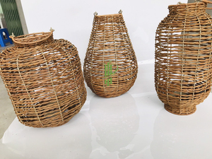 100% Handmade <b>Rattan</b> Decorative Pendant <b>Lamp</b> <b>Shades</b> Double Tiers Natural Lantern Lighting Wholesale Made in Vietnam - Product Image 4