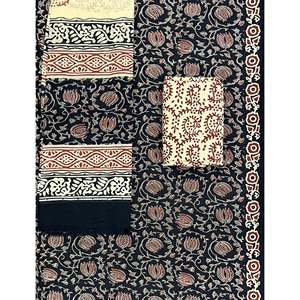 Unstitched Block Printed Mulmul Dupatta with Salwar Kameez Hand Drawn Saree for Daily Wear Indian Pakistani Style - Product Image 1