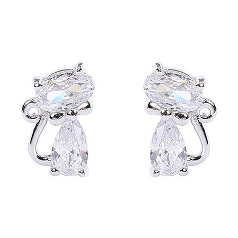 Pendientes De Gato En Plata De Ley 925 - Chapado En Rodio, Oro Rosa O Amarillo, Diseño Pequeño Y Ligero