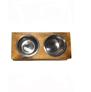 Comederos para Perros de Acero Inoxidable de Primera Calidad en Soporte de Madera Maciza, Estación de Alimentación para Mascotas - Product Image 1
