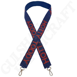 Belle ceinture à bretelles brodée à la main de couleur bleue et blanche avec un motif de patte de chat pour les filles en provenance d'Inde - Product Image 3