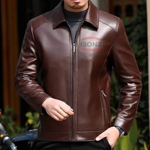 2024 marron Napa cuir mode veste agneau cuir vestes fourrure doublure chaud vestes - Product Image 1