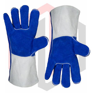 Gants de soudage durables en cuir de vachette bleu résistant à la chaleur, antistatiques, résistants aux déchirures, épaisseur 7 oz, poignet tricoté de 16 pouces - Product Image 5