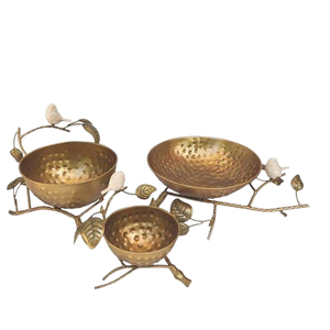 Cuenco chapado en oro con textura martillada, diseño en forma de pájaro volador, cuenco japonés de cerámica para cocina de Metal y aluminio - Product Image 1