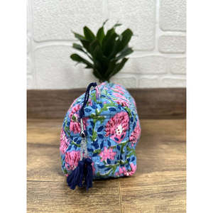 Quilted Bohemian <b>for</b> Toiletry & <b>Makeup</b> Bag with Block Print Tassel Pattern and Drawstring Closure <b>for</b> Organizing <b>Makeup</b> <b>Storage</b> - Product Image 4