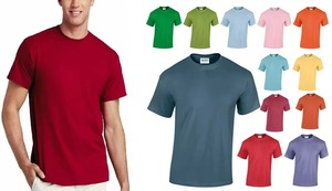 T-shirt unisexe en coton rose vif à col rond, couleur unie, manches courtes, été - Product Image 6