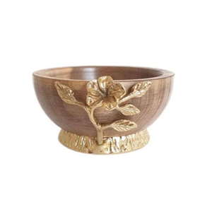 Cuenco para servir frutas de madera maciza de diseño admirable con Base de Metal dorado y acento Floral para decoración del hogar, cuenco para servir vajilla - Product Image 5