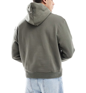 À la mode 100% coton sweats à capuche hommes personnalisé 3D bouffée imprimé logo premium qualité automne tenue décontracté couleur gris uni sweats à capuche hommes - Product Image 3