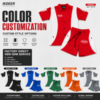 Ensemble court décontracté d'été IKDEER avec logo personnalisé, nouveau design, sérigraphié, deux pièces, short et t-shirt, contraste de couleurs, nylon