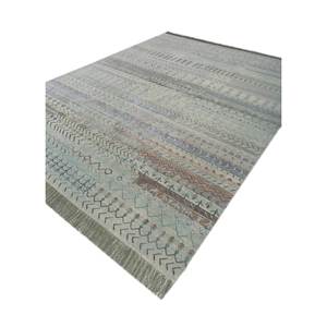 Tapis Manchaha bleu noué à la main en laine et soie de bambou, épaisseur 10 mm, motif géométrique abstrait pour la maison, couloir, modèle rectangulaire - Les-2398 - Product Image 2