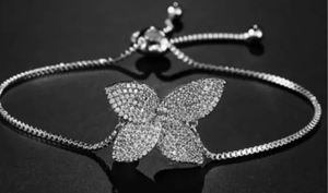 925 Sterling Sliver Moissanite diamante mariposa pulsera - Product Image 2