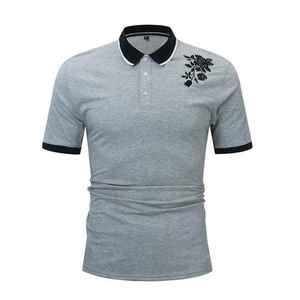 เสื้อโปโลแขนสั้นสำหรับผู้ชายเสื้อปักลายโลโก้ถักไม่ยับสำหรับฤดูร้อน - Product Image 5