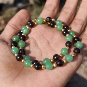 Collier statement en argent sterling avec aventurine verte naturelle et quartz fumé, perles de 8 mm, bijoux de forêt terreux, pour la mise en connexion avec la Terre et les mariages - Product Image 4