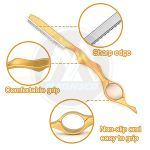 Maquinilla de afeitar profesional para el cabello, peine con anillo para el dedo, acero inoxidable, recubierta de oro, adelgazamiento del cabello y maquinilla de afeitar texturizante para salón - Product Image 5