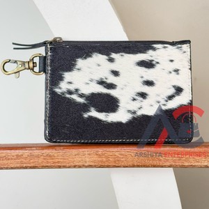 Porte-monnaie en cuir de vachette de haute qualité pour femmes avec porte-carte de crédit fermeture éclair court portefeuilles en cuir de vache véritable - Product Image 1