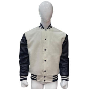 Chaqueta de Béisbol Varsity de Invierno para Hombre, Forro Polar, Diseño de Letras Bordadas, Cuello Alto, Logotipo Frontal, OEM, Chaqueta Casual con Cierre - Product Image 1
