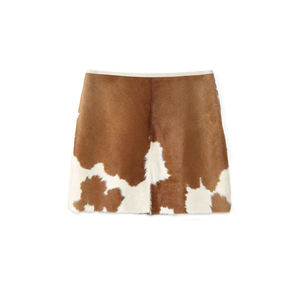 High Street Fashion <b>Elastic</b> Waist Cowhide <b>Skirt</b> For Sale Your Own Design Customized Women Cowhide <b>Skirt</b> - Product Image 3