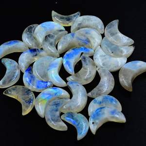 Lunas de piedra lunar, lunas facetadas de piedra lunar arcoíris - Product Image 4