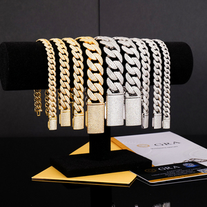 <b>Iced</b>-<b>Out</b> Shiny Diamond Moissanite Sterling Silver VVS Moissanite Rhombic Cuban Bracelet Classic Unisex Party Wedding Jewelry - Product Image 3