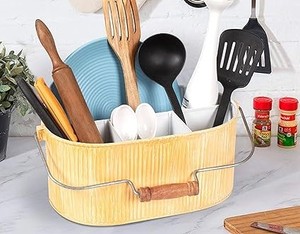 หม้อส้อมโลหะแคดดี้ 4 ช่องที่วางภาชนะสําหรับเคาน์เตอร์ครัว - Product Image 5