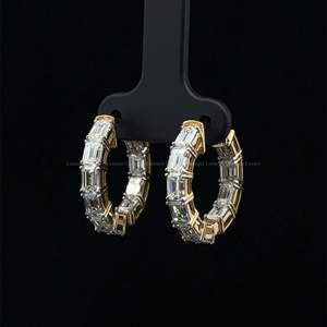 Pendientes de Aro con Diamantes Moissanite Baguette de 5.42 CTW, Plata 925, Aros Elegantes, Joyería de Lujo para Novia, Regalo de Aniversario para Ella - Product Image 5