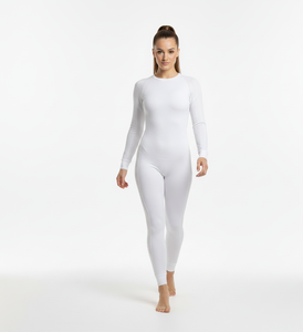 Combinaison thermique pour femme Pure Warmth White, style manches longues, tissu doux et respirant pour un port élégant en hiver - Product Image 1