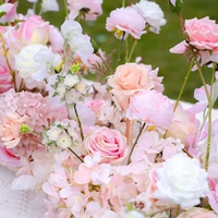 Chemin de table floral artificiel pour mariage, roses et hortensias en soie, arrangement floral pour table, centre de table pour réception, décoration