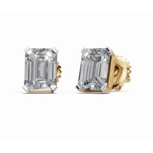 Pendientes de Diamantes Solitarios Esmeralda Evangelines, Oro de 9 KT, 14 KT, 18 KT, Joyería Cultivada en Laboratorio, Proveedor Mayorista OEM B2B para Exportación - Product Image 5