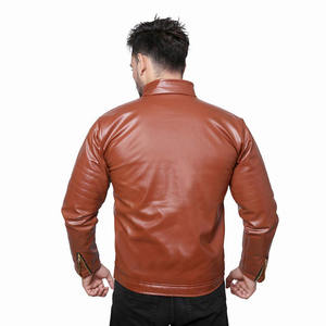 OEM Reasonable Price Men's Leather <b>Jacket</b> Genuine Cowhide Leather Vintage Moto <b>Racer</b> Stylish High Quality Winter Coat - Product Image 2