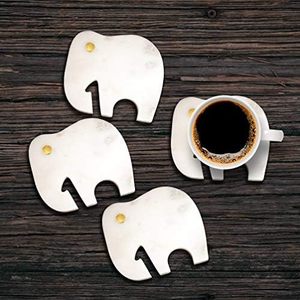 Hiện đại thanh lịch voi đá cẩm thạch tự nhiên Inlay Coaster cao đế lót ly sang trọng thiết lập cho nhà bếp bảng bảo vệ trang trí nội thất Thảm miếng đệm - Product Image 5