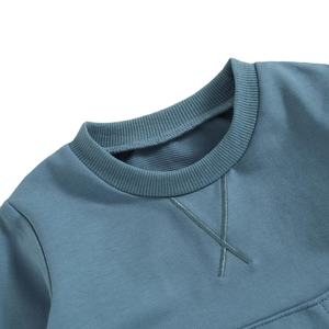 Venta al por mayor logotipo personalizado bordado 100% algodón orgánico transpirable niños sudadera otoño pulóver manga larga colores personalizados - Product Image 5